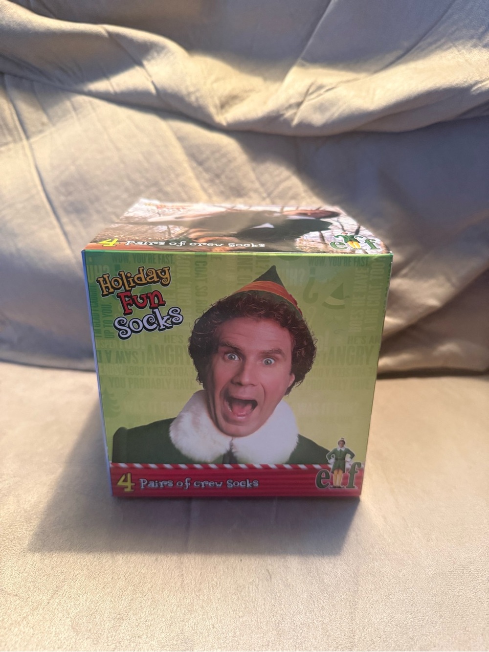 Brand new ELF 4 pair holiday fun socks box